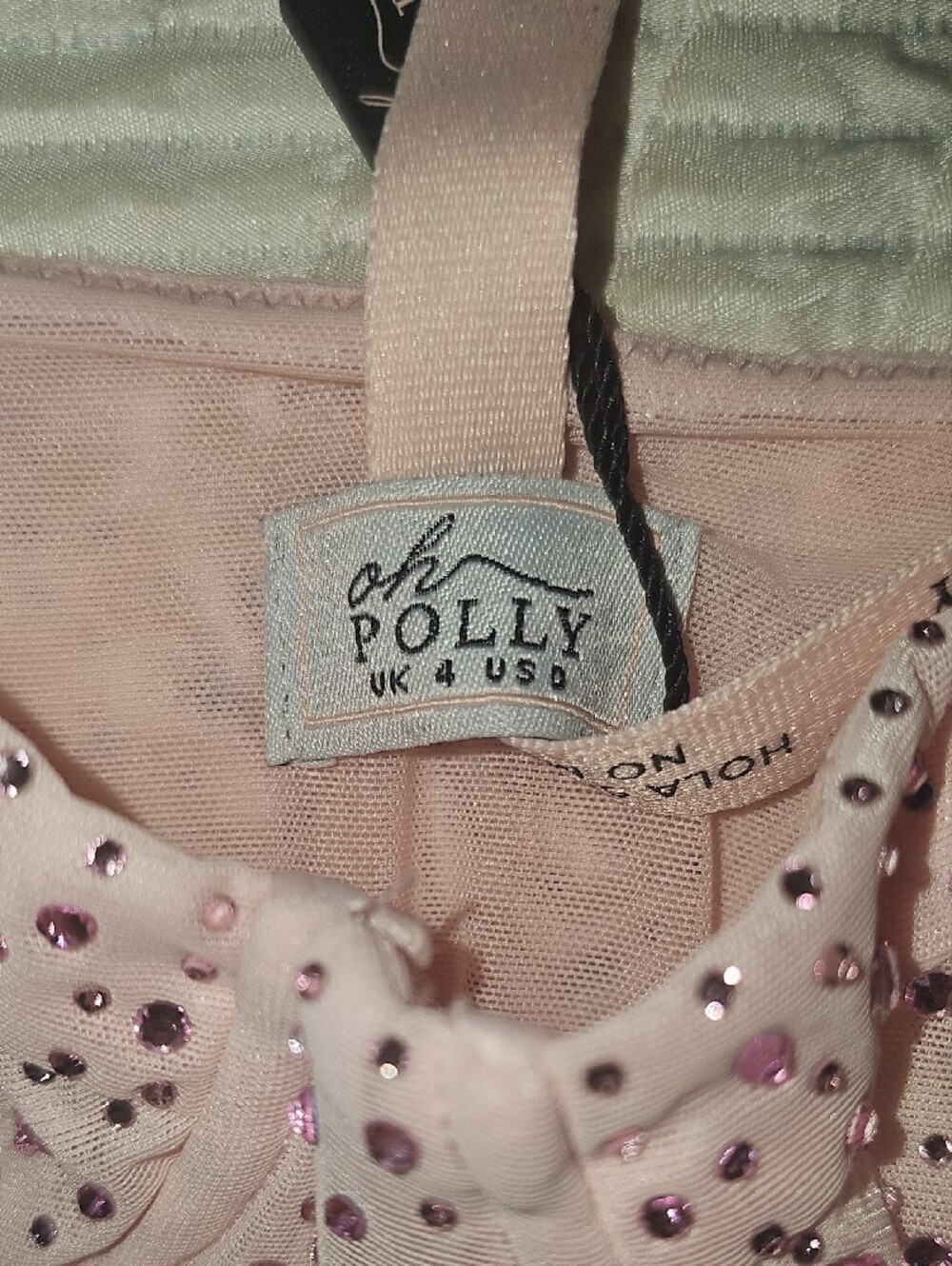 Oh Polly - Connie - Sparkle Mesh Bustier Mini Dress - Pink - Picture 3 of 7
